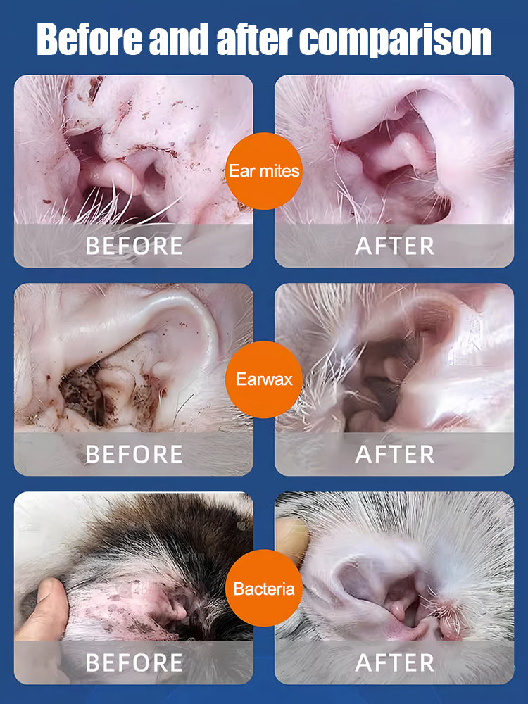 🐶🐱 Univerzálne ušné kvapky pre mačky a psy - Odstraňujú ušné roztoče, čistia uši, potláčajú rast baktérií a eliminujú zápach