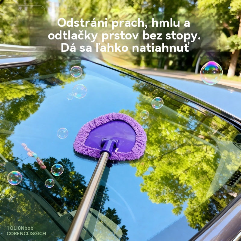 🎁【2 trojuholníkové plastové fólie + 8 látkových poťahov】Sada na čistenie čelného skla auta - výsuvná a otočná o 180°