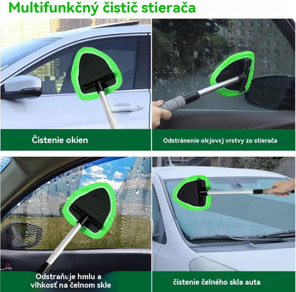 🎁【2 trojuholníkové plastové fólie + 8 látkových poťahov】Sada na čistenie čelného skla auta - výsuvná a otočná o 180°