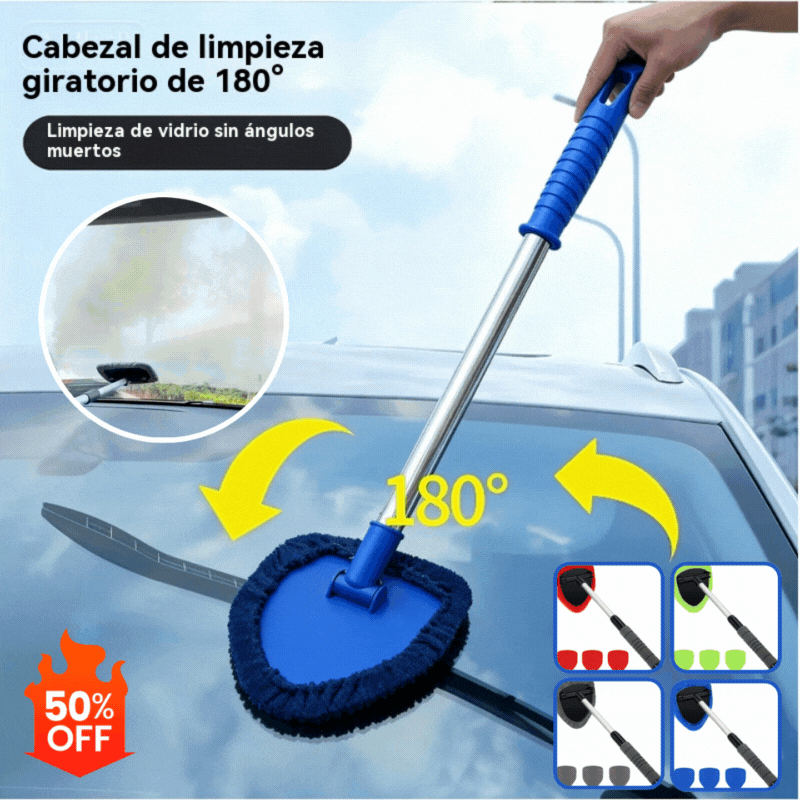 🎁【2 trojuholníkové plastové fólie + 8 látkových poťahov】Sada na čistenie čelného skla auta - výsuvná a otočná o 180°