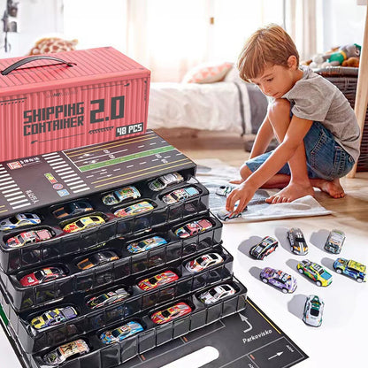 🎅Vianočný výpredaj - 50% zľava🎁 48 mini autíčok s naťahovacou zadnou časťou a vstavanou garážou