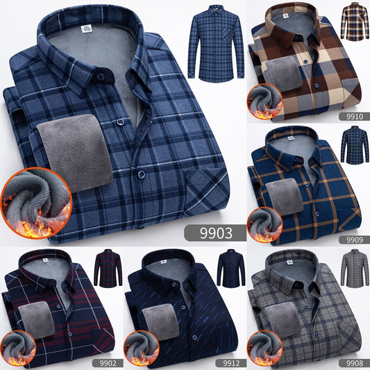 【50% OFF】🔥👔【L-5XL】Jesenná a zimná teplá biznis košeľa s dlhým rukávom