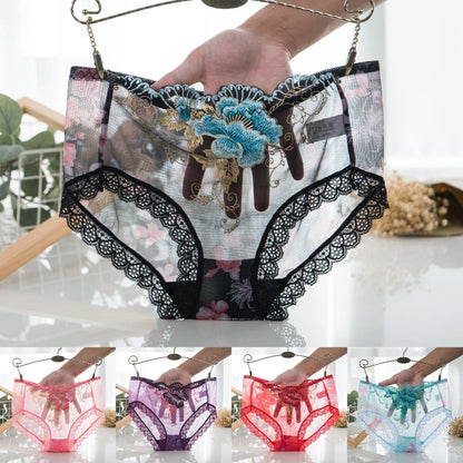 💘【7 položiek】 Antibakteriálne bavlnené nohavičky s čipkovanou výšivkou