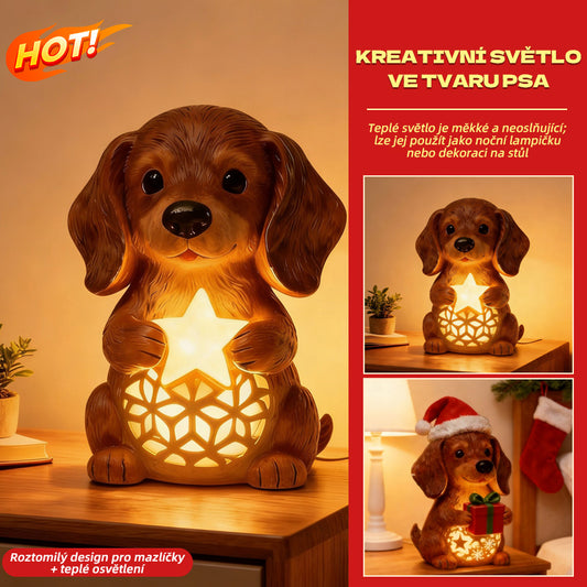 🎄🐶💡Kúpte 1 a získajte 1 zadarmo🔥Vianočná svetelná socha psa, vianočná ozdoba na čiapku, svietiaca darčeková krabička, živičný vianočný darček