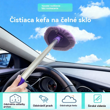 🎁【2 trojuholníkové plastové fólie + 8 látkových poťahov】Sada na čistenie čelného skla auta - výsuvná a otočná o 180°