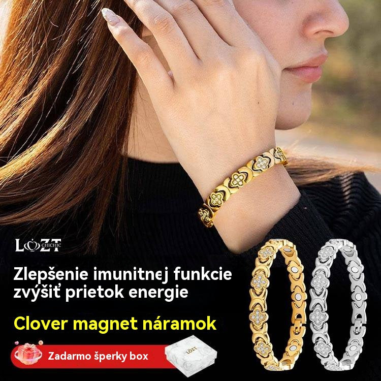 Magnetický náramok Clover Diamond - Objavte svoje tajomstvo úľavy od stresu, magnetické posilnenie wellness